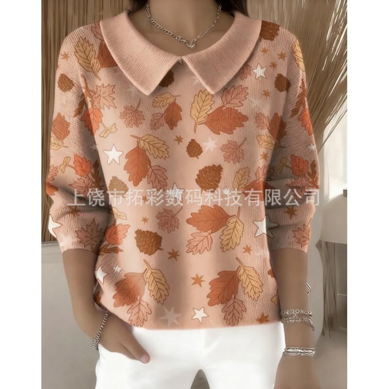 Womens Oversized Long Sleeve Crewneck Sweatshirt 2025 Fall Casual Pullover With 3D Print Acrylic Fabric
