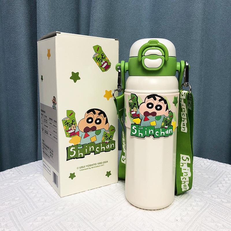 Crayon Shinchan Kids Travel Insulated Water Bottle With Straw Handle For Outdoor Activities