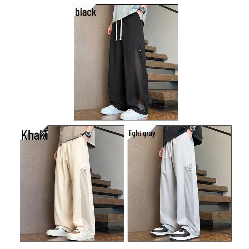 ROMON Men's Summer Breathable Ice-Feel Casual Straight-Leg Pants