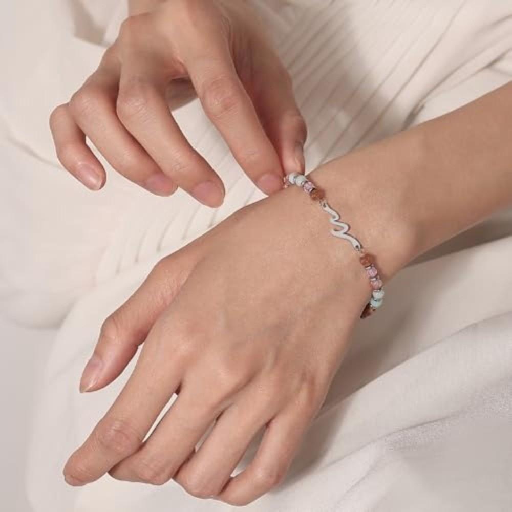 Inspirational Message Wave Bracelet Stainless Steel Beaded Bracelets  Birthday Gift