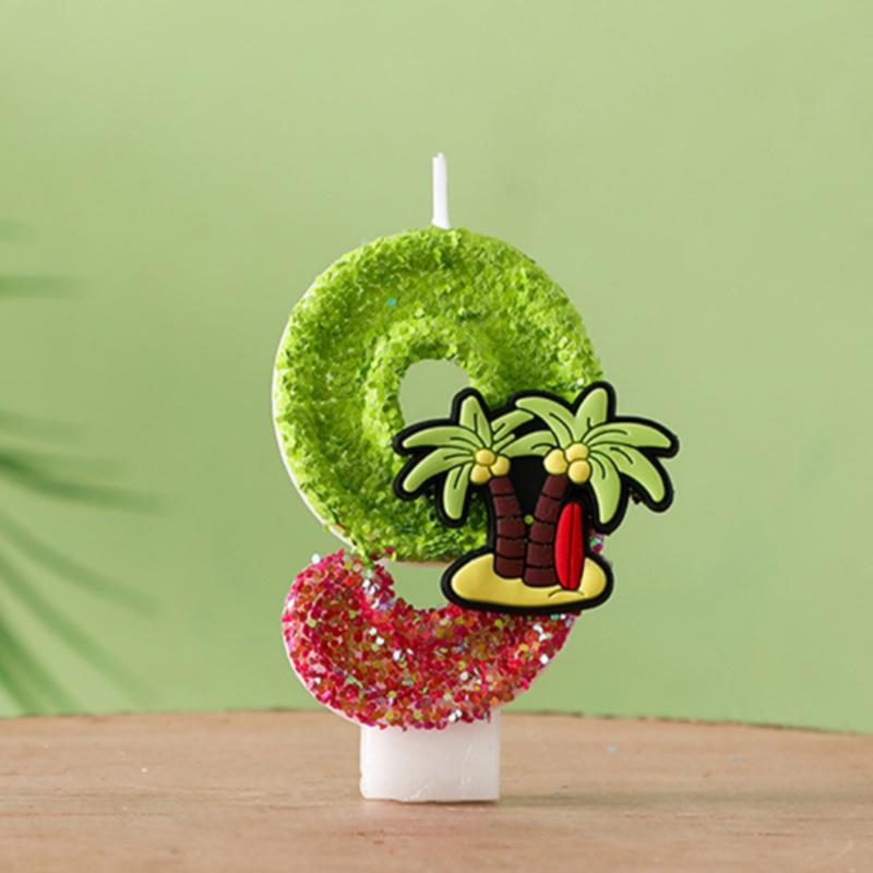 Cute Coconut Tree Number Birthday Candle Cake Decoration