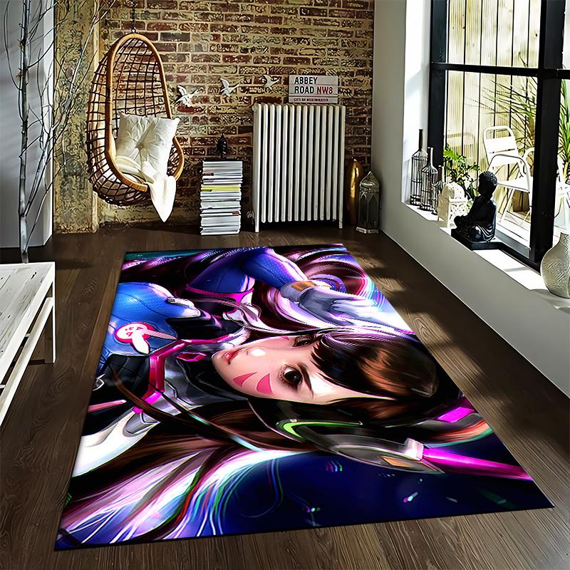 Dynamic Anime Style Female Hero Carpet Suitable for use as an anti-slip game mat for living room and bedroom sofas