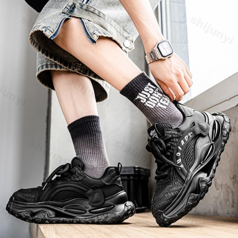 Fashion Niche Mesh Breathable Low Top Thick Soled Casual Sports Shoes for Men 2025 Autumn Fashion Versatile Comfortable Chunky sneakers