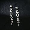 Long Drop Happy New Year Earrings Rhinestone Stud Earrings Fashion 2027 Digital Earrings  Christmas