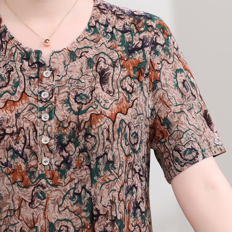 Plus Size Elegant Women's Blouses Summer Oversize Tops Woman Casual Short Sleeve Shirts