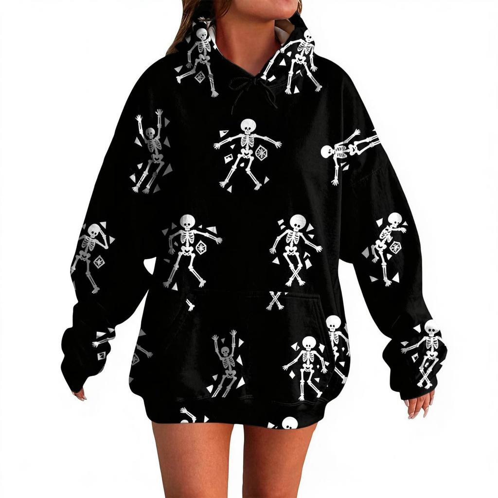 Damenmode Halloween-Print Kapuzenpullover