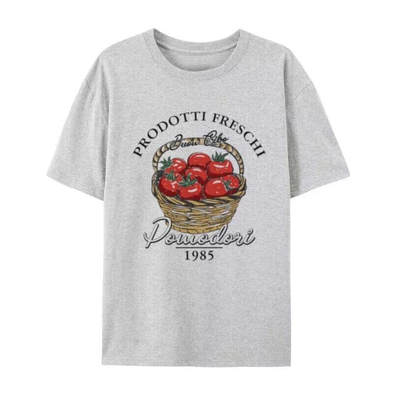 

Womens Cute Italian Tomato Print Loose TShirt Vintage Aesthetic Vegetable Garden Shirt Female Cottagecore Female Clothing S