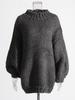 Elegant 2026 Autumn Batwing Sleeve Knit Sweater: Fashionable Loose Fit, Solid Color, Round Neck Pullover for Women
