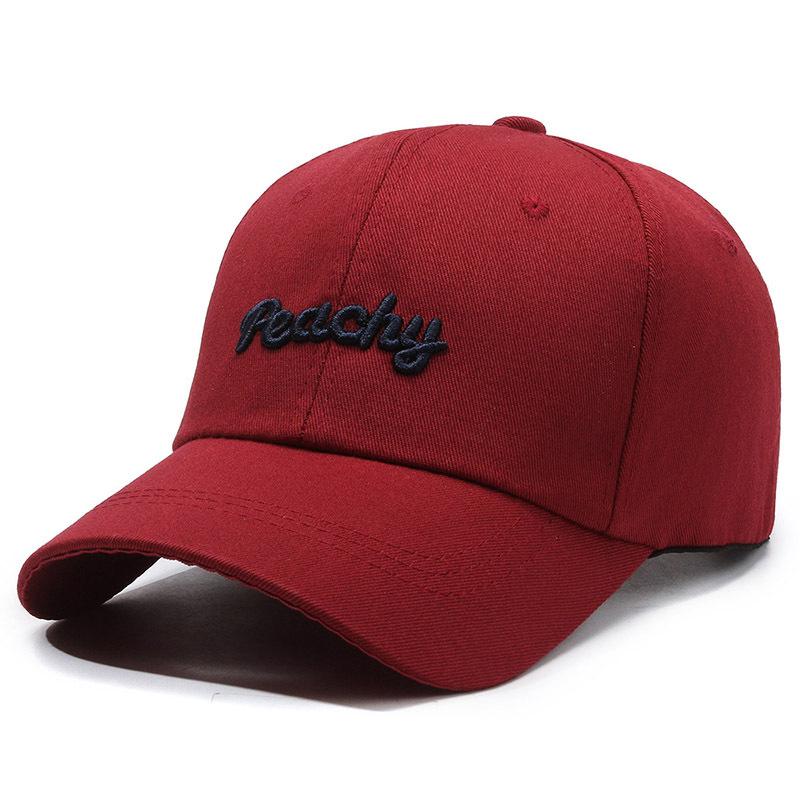 Sweet Peachy Letter Embroidery Baseball Hat For Women Korean Girl Peaked Cap Outdoor Soft Cotton Snapback Sun Visors Hat