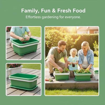 1Set Plastic Vegetable Planters With Tray Rectangular Flowerpots For Balcony Indoor Gardening Breathable Plants Pots Garden Tool