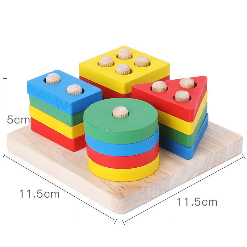 Children Wooden Toys Clock Rainbow Tower Caterpillar Around Beads Shape Matching Kids Montessori Early Education Toy TMZ
