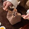 Japanese Style Tea Cup Pouch -Thickened Portable Storage Bag for Zisha Teapot, Fast Tea Set, Travel Shockproof Tea Accessories