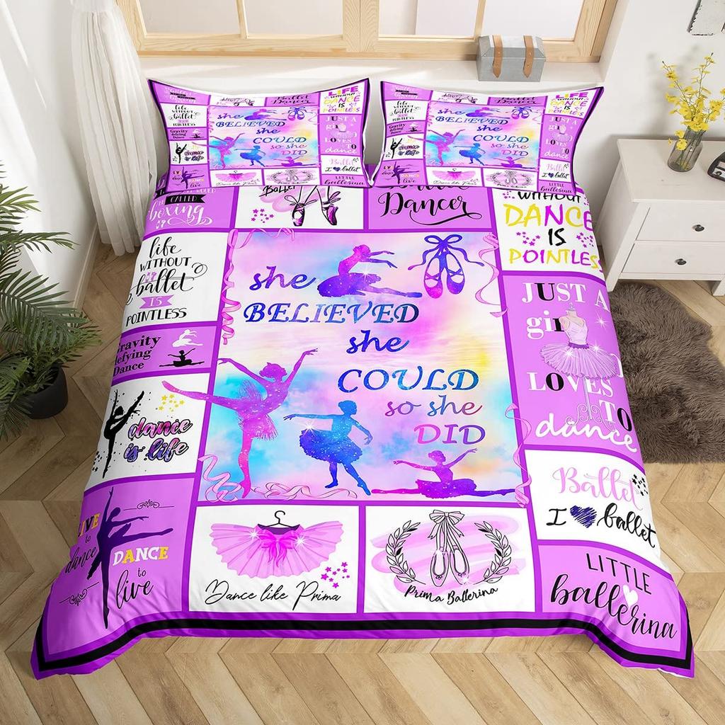 Comforter Gymnastics Gymnast Gifts Twin For Girls Teens Womengymnastics Lover Comforter Dancer Silhouette Bedding Set