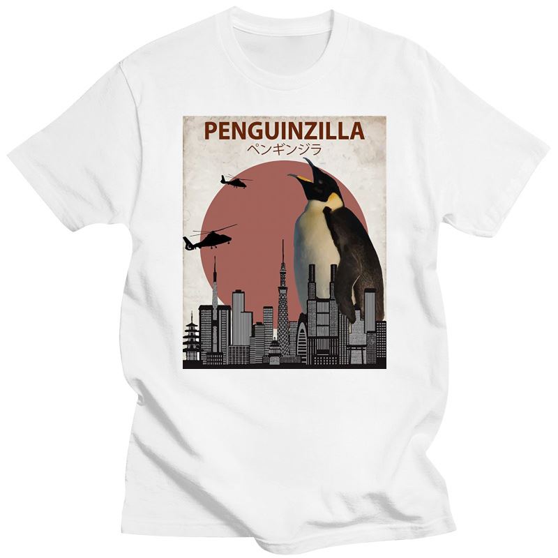 New Hot Sale Fashion Cotton Penguinzilla Funny Emperor Penguin Lovers TShirt Gift Tee Shirt