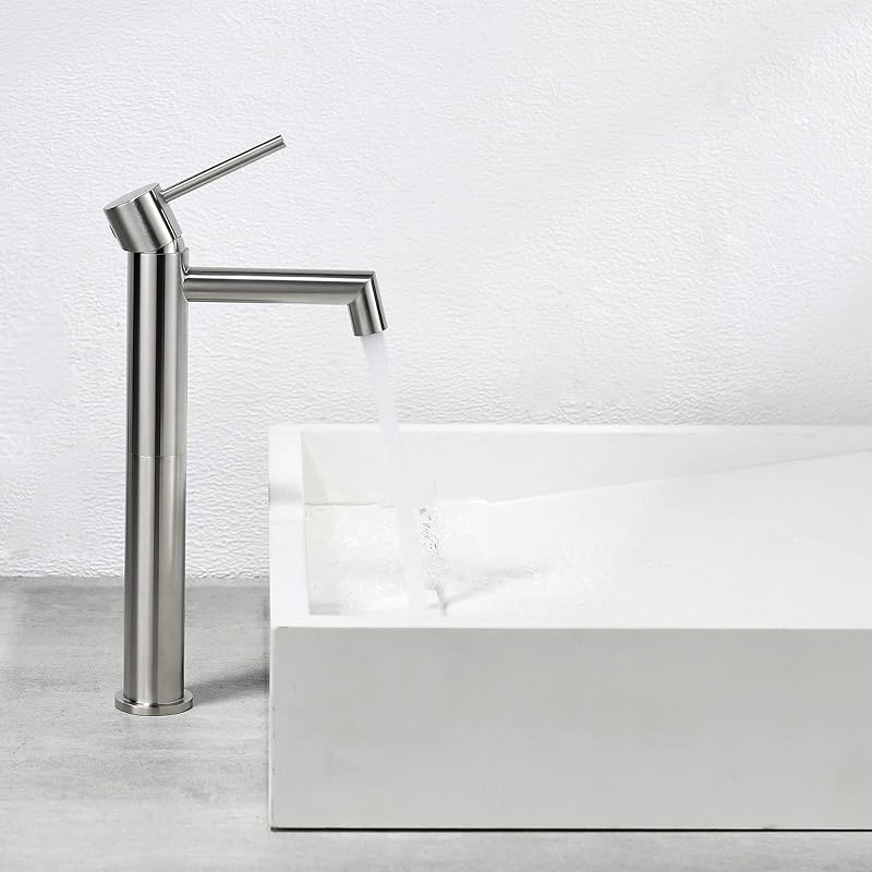 Brushed Gold Bathroom Faucet with Plastic Pop Up Drain, 6.25'' Metal Escutcheon and Supply Lines, Single Handle Stainless Basin Mixer Tap, Modern