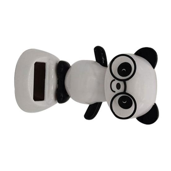Lovely Glasses Panda Swinging Doll Solar Power Interior Car Ornament Decor Gift
