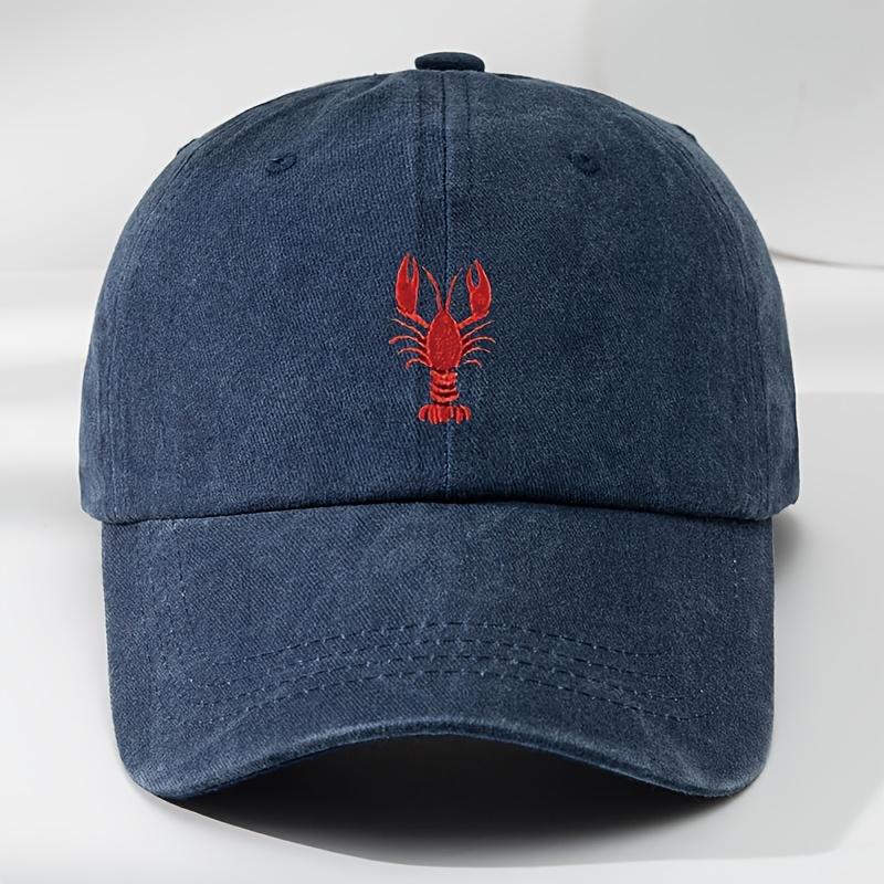 1pc Unisex Leisure Fun Lobster Embroidered Baseball Caps,Outdoor Windproof Sunshade Casual Adjustable Duckbill Caps for Holiday
