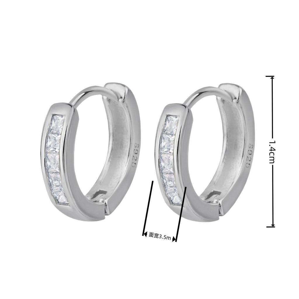 Trendy Minimalist Swiss Zircon Square Stud Ear Cuffs