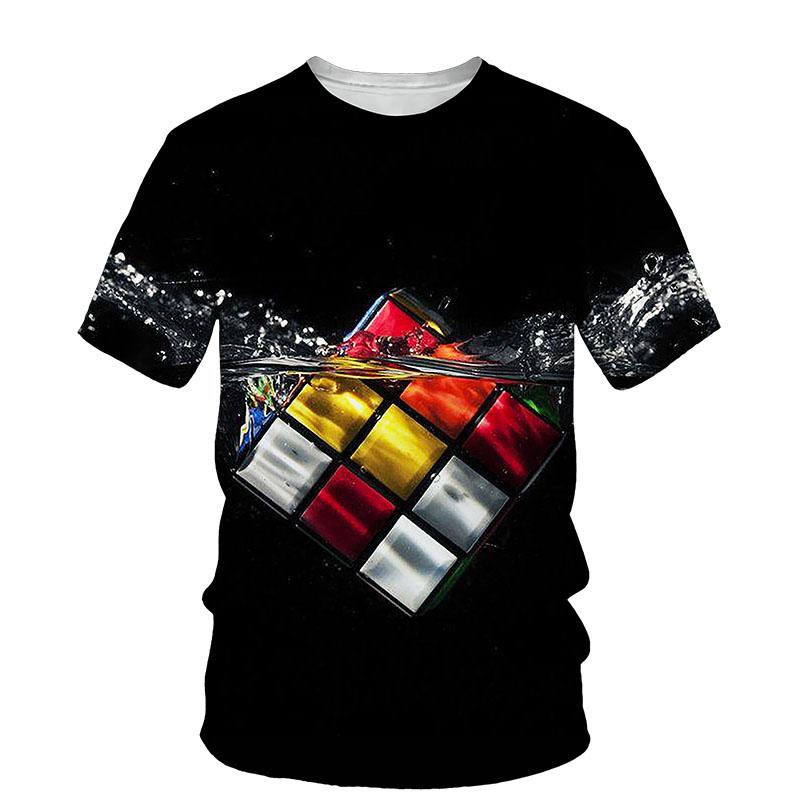 Rubik's Cube Pattern 3D Printing T Shirt for Men Summer Trend O Neck Short Sleeve Tee Hip Hop Style Casual Top Women Clothing