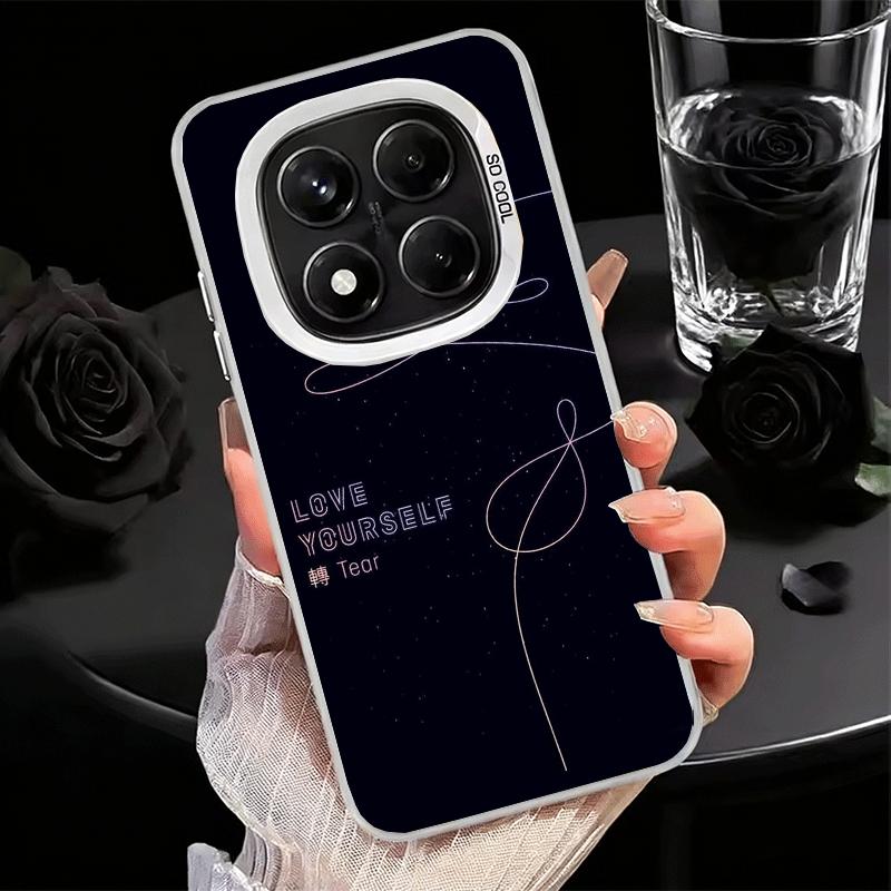 Love Yourself Flower Heart Line Kpop Shockproof Phone Case for Xiaomi Redmi Note 15 14 13 12 Pro Plus 11 11S 11T 5G Cover Anti F