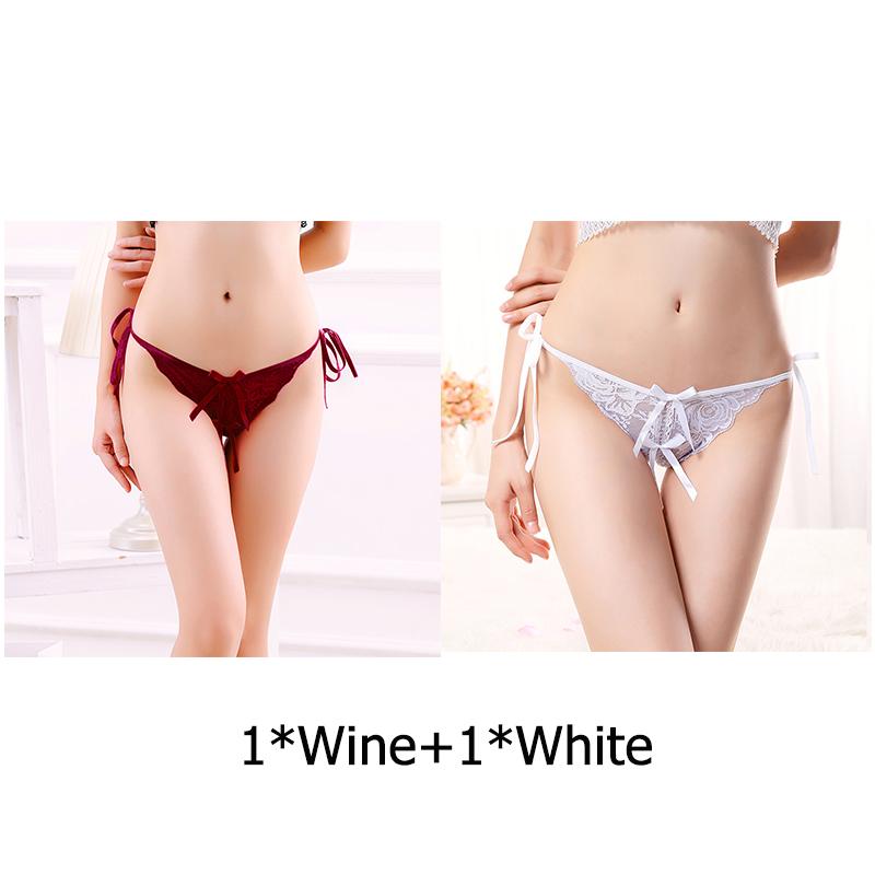 Sexy G-string T Panties Female Underwear Lace Thongs Women's Pants Sexy Pearl panties Erotic Women Crotchless panties plus size