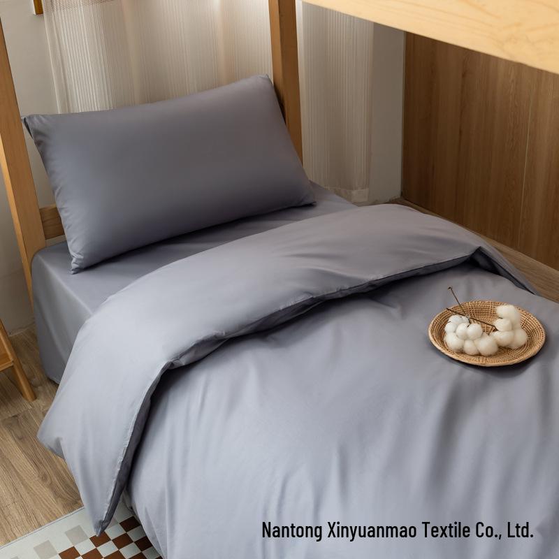 Solid Color Cotton Duvet Cover Set - 3 Piece Bedding for Bunk or Dorm Beds with Pillowcases