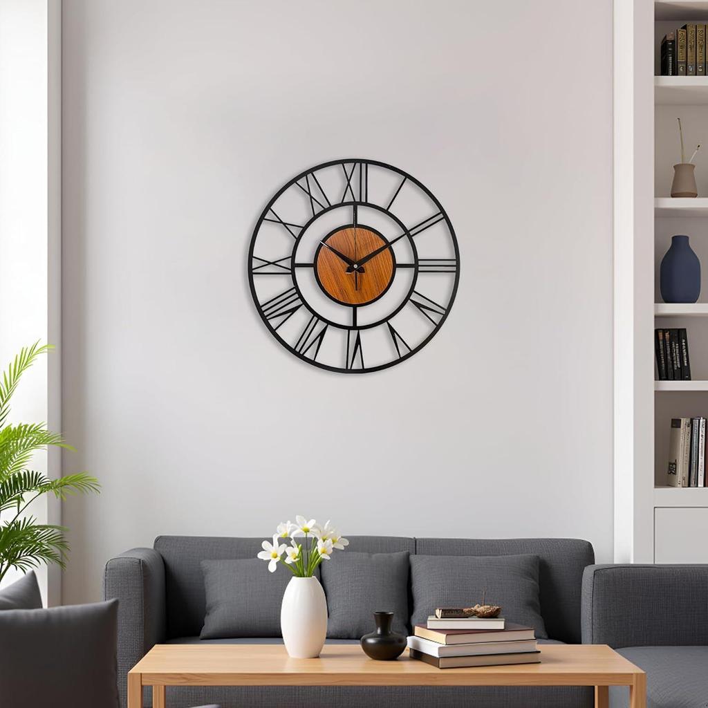 Large Metal Wall Clock – Big Wall Decor Metal Art for Living Room Hall Bedroom | Designer Analog Hanging Clock
