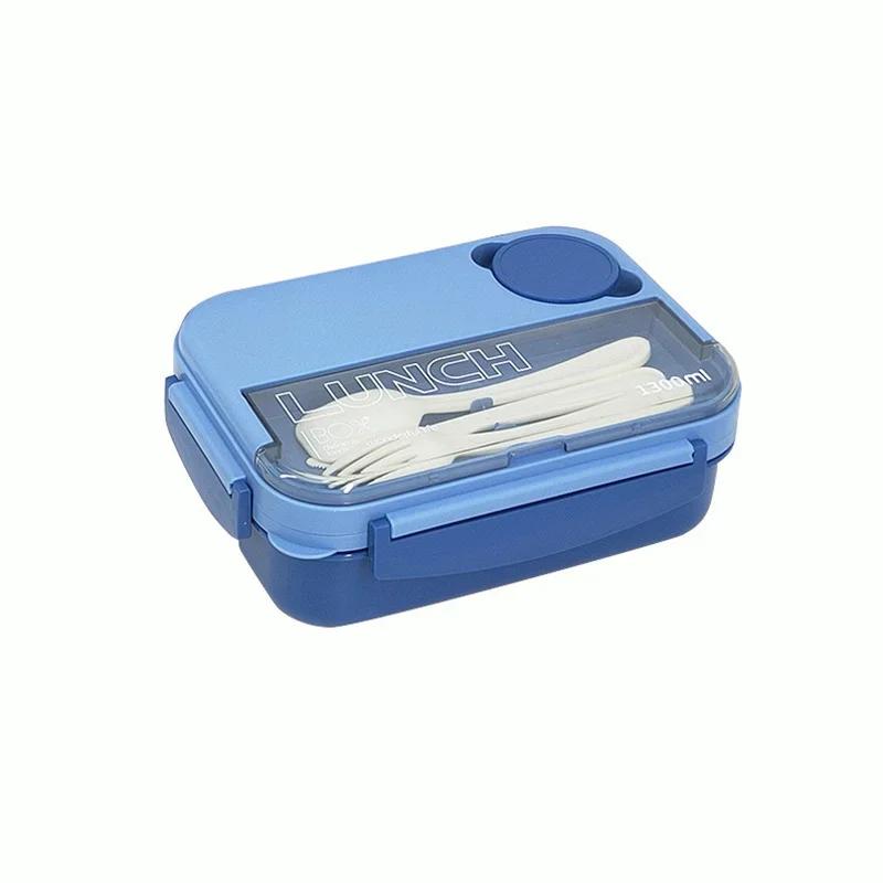 

1300ml Lunch Box with Spoon Fork Compartment Portable Microwave Oven Sealed Bento Box for Student Office Workers Food Containers
