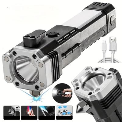 USB Multi-Taschenlampe Funktionale Outdoor-Arbeitsleuchte Wiederaufladbar Schatz Notfall Fensterbrecher Flucht Bord-Ultrahell