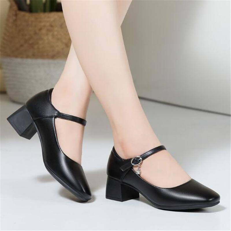 Women's Shoes Women Platform Pumps 2025 Autumn Thick Heeled Ankle Straps Party Women Shoes Shallow Mouth Mothers Shoes