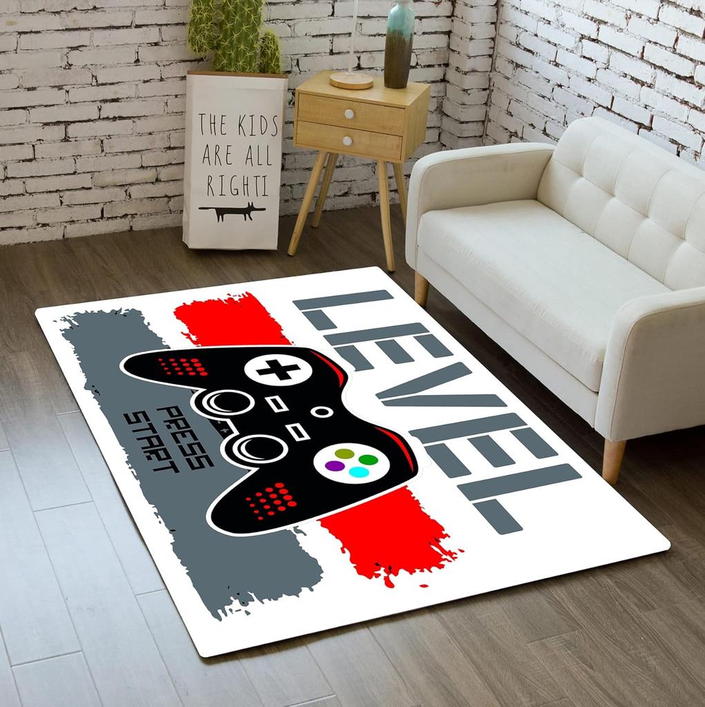 Game Rug for Gamers Boys Teens Kawaii Bedroom Living Room Decor Game Controller Gamepad Carpet Polyester Floor Mat Furry Doormat