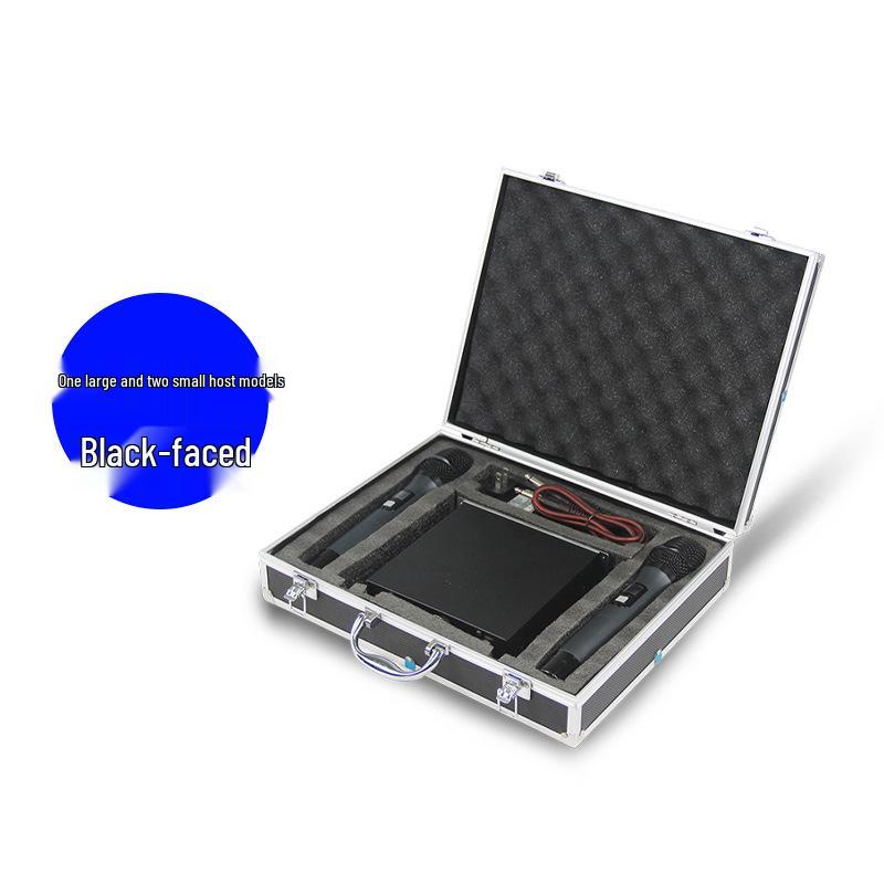KTV Portable Wireless Microphone Storage: 2-Piece Aluminum Case for Handheld & Lavalier Mics.