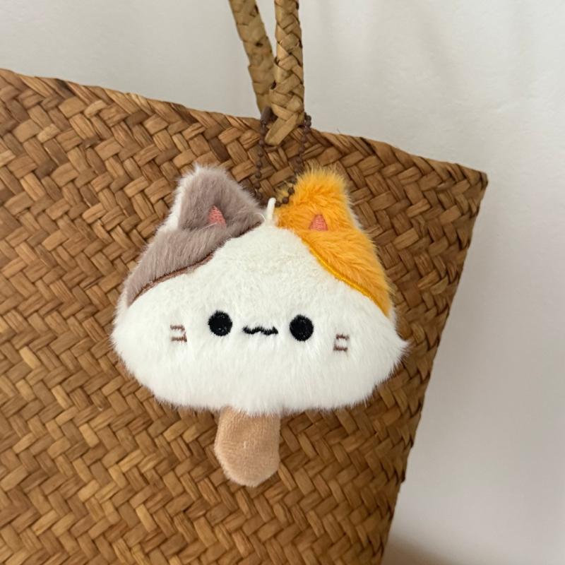 Cartoon Plüsch Käse-Stäbchen Kätzchen Schlüsselanhänger Kawaii Katze Stoffpuppe Anhänger Vielseitige Rucksack-Hänge-Dekoration Paar Geschenke