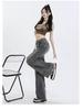Women's Retro Washed High-Waist Wide Leg Jeans - Distressed and Slimming Style for Spring & Autumn