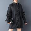 Long Sleeve Oversized Vintage Black Shirts & Blouses for Blouse Casual Loose Spring Autumn Tops Women Button Up Shirt
