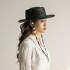 Designer Elegant Light Luxury Straw Hat Women Knitted Hanging Chain Pearl Hand Woven Hollow Beach Hat Fashion Wide Brim Sun Hats