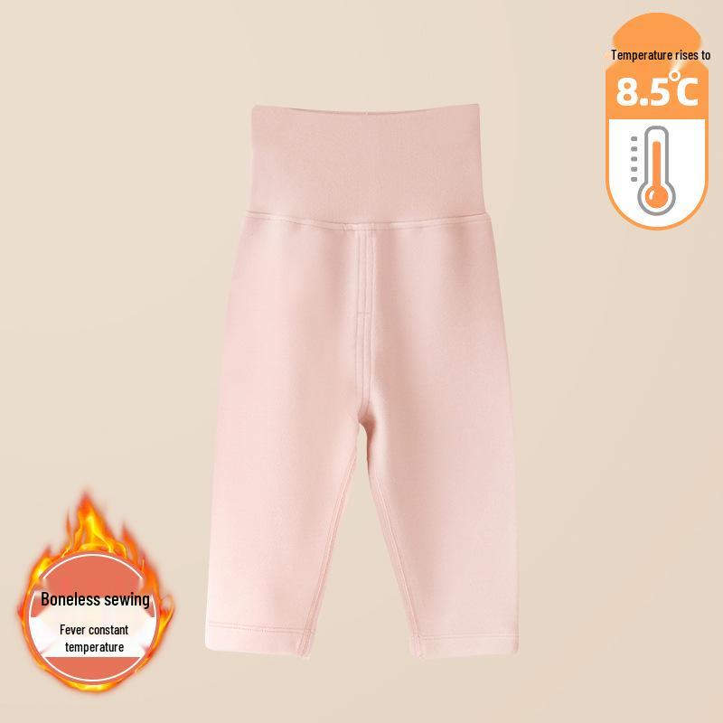 Infant Girls' High-Waisted Thermal Pants - Belly Protection for Autumn & Winter