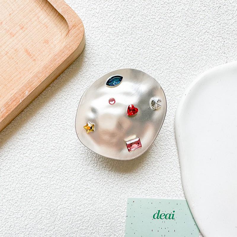 Mobile Airbag Desktop Stand Metal Irregular Colored Gemstone Rhinestone Light Luxury Back Sticker Extendable Ins Style Creative