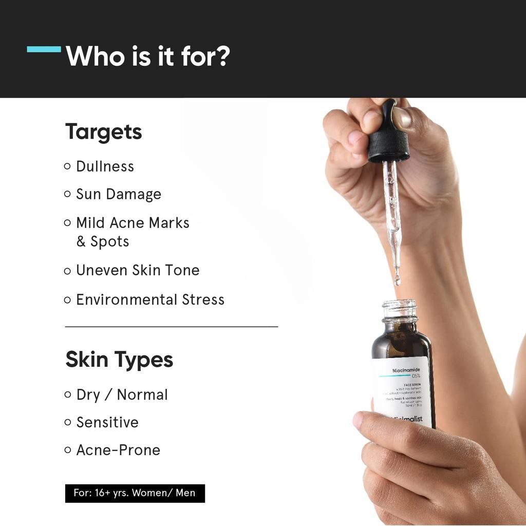 Minimalist Barrier Repair Niacinamide 5% Face Serum 30ml for Clear Glowing Hydrated Skin