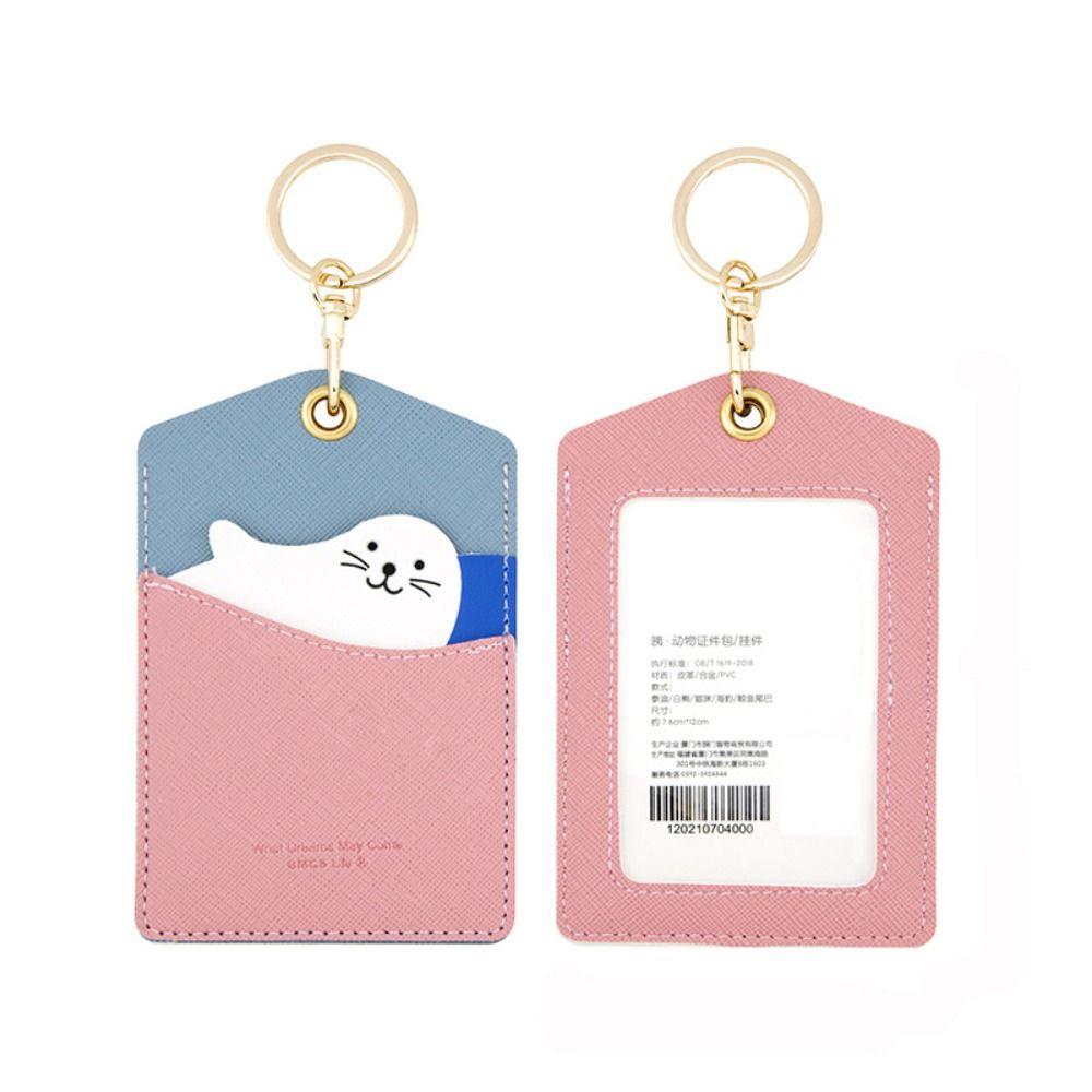 Simpatico portachiavi porta carte di credito in PU con custodia protettiva per biglietti da visita, ciondolo porta carte elevatore