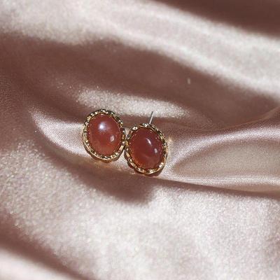 Red Gemstone Minimalist Retro Earrings - Elegant & Versatile Silver Studs