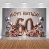 60 Years Old Backdrop Supplies Gold Pink Balloons Glitter Background Banner 60th Birthday Party Decorations Photography Props