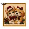 Christmas Themed DIY Projects Faux Pearl Art Kit, Xmas Hat Cat Dog Painting Holiday Home Decor Ornaments 3D Puppy Bead Craft Kit for Adults,