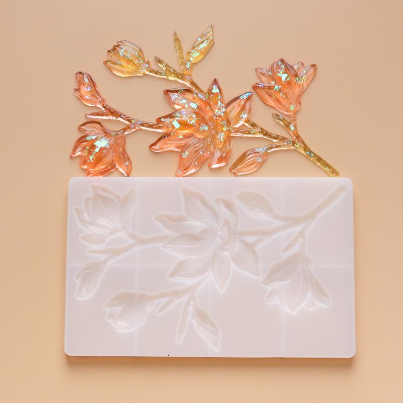Силиконовая форма цветок магнолии эпоксидная форма ожерелье кулон Смола плесень ручной работы Diy ювелирные изделия 01