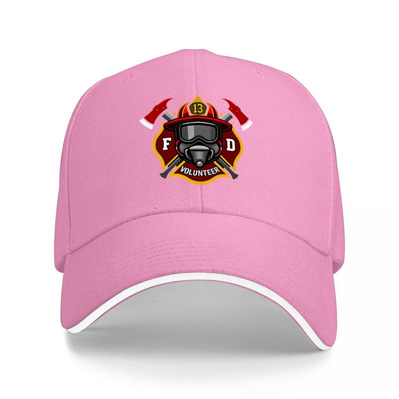 Volunteer Fire DepartUnisext Baseball Cap with Firefighter Helmet and Axes Emblem Black Adjustable Hat for Adults