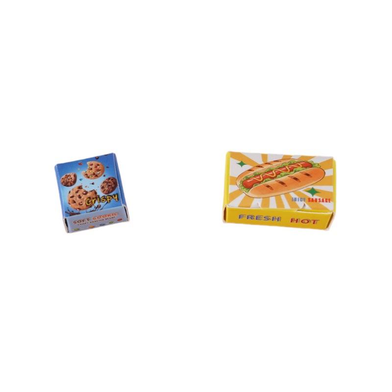 5 Sets Miniature Fast Food Packaging Boxes 1:12 Scale Dollhouse Dog Bread Cookie Boxes For Doll House Kitchen Scene Decor