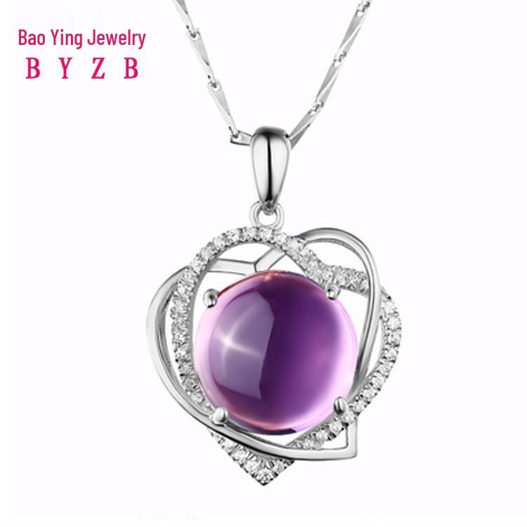 Japanese & Korean Fashion Pink Crystal Women's Clavicle Necklace with Rose Quartz Pendant.