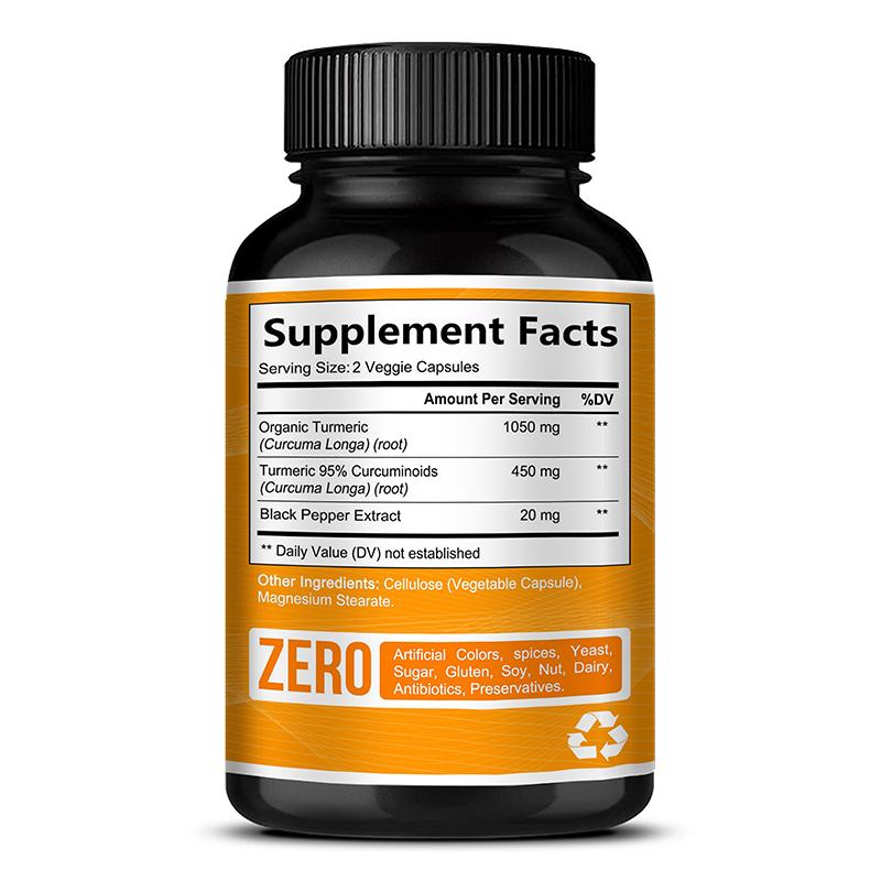 Kurkuma Curcumin mit Ingwer Schwarzem Pfeffer 1500mg Dreifache Stärke 120 Kapseln