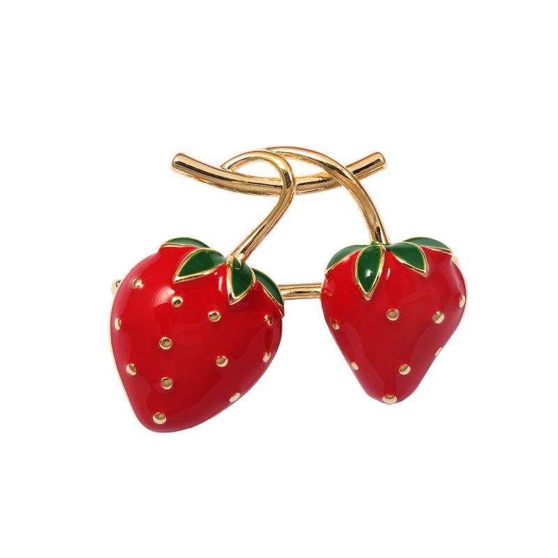 Korean Style Strawberry Brooch Pin for Women - Cute Cardigan and Coat Accessory