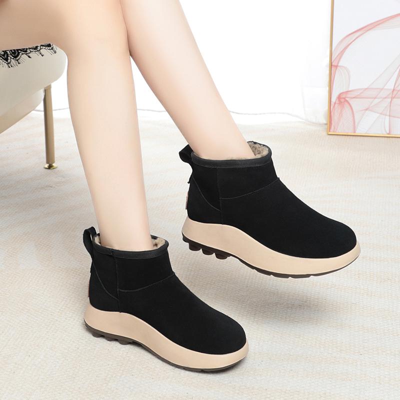Fashion AIYUQI Snow Boots Women Sheepskin Fur Integration Thick Wool Warm Winter Boots Women Genuine Leather Anti-slip Women Booties